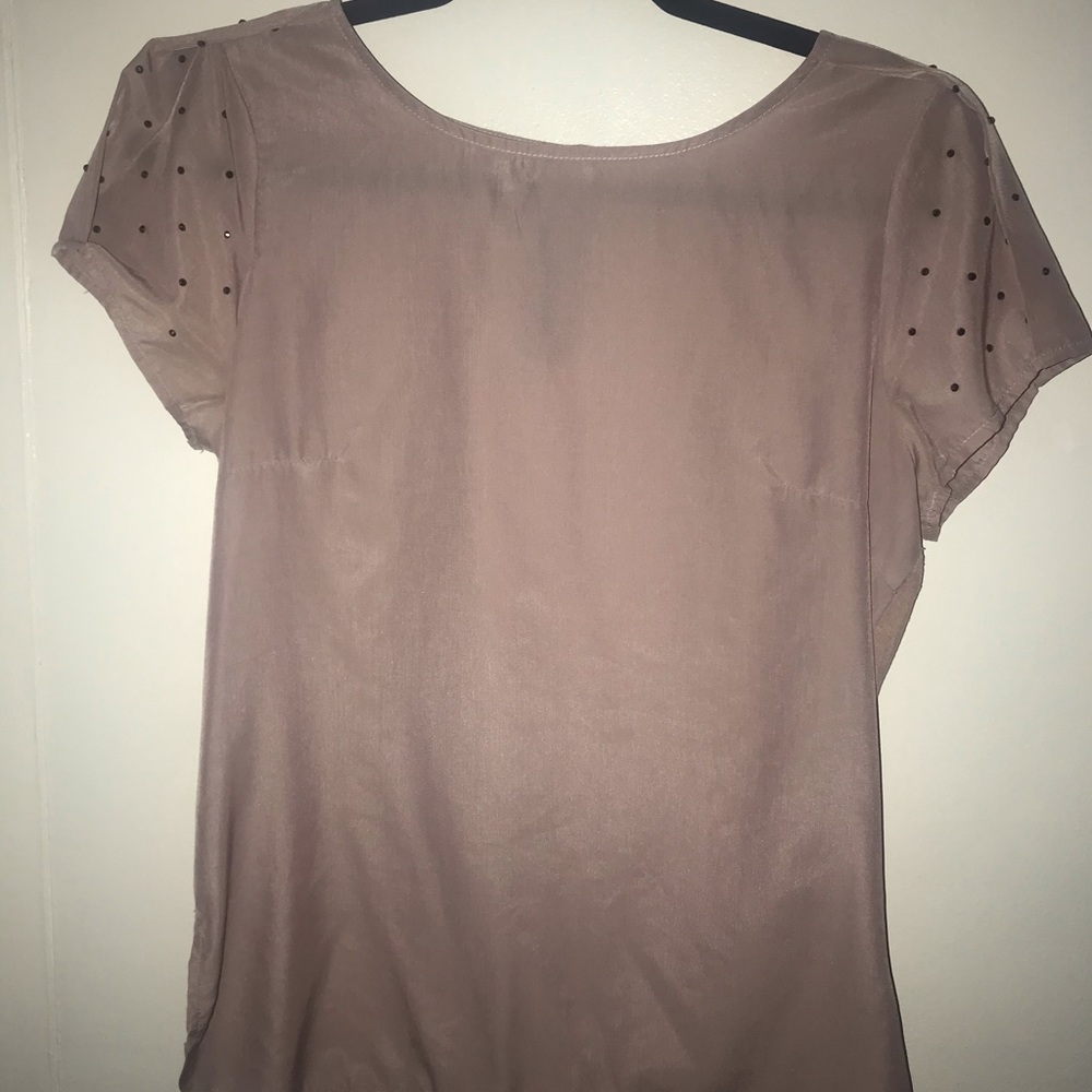 Silky dressy  short sleeve neutral Top